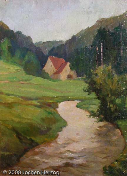 Carl Kellner - J711 - Fränkische Landschaft mit Bach (Fluß)